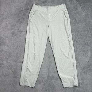 Athleta Womens 8P Striped Pull On Trousers Jogger Pants Gray White Stretch